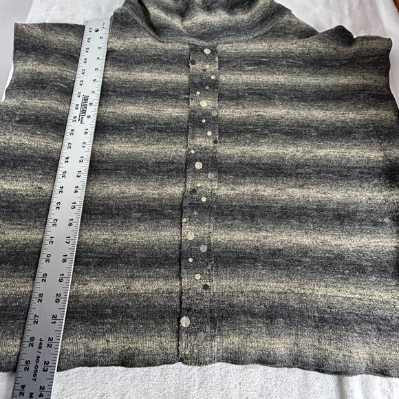 Gershon Bram Womens Striped Knit Poncho Pullover Sweater Cowl Neck Small Gray - Picture 8 of 8